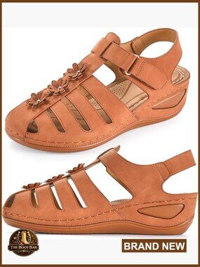 Women's Fisherman Platform Sandals Closed Toe Arch Support Lightweight Wedge